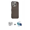 MARSİLYAN™- iPhone 16 Pro Max Kılıf Kozmos Klasik Prime - Siyah 3D Antistatik Cam Ekran Koruyucu + Pers Alüminyum Kamera Lens - GS