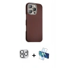 MARSİLYAN™- iPhone 16 Pro Max Kılıf Kozmos Klasik Prime - Siyah 3D Antistatik Cam Ekran Koruyucu + Pers Alüminyum Kamera Lens - GI