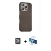 MARSİLYAN™- iPhone 16 Pro Max Kılıf Kozmos Klasik Prime - Siyah 3D Antistatik Cam Ekran Koruyucu + PVD Metal Kamera Lens - SH
