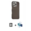 MARSİLYAN™- iPhone 16 Pro Max Kılıf Kozmos Klasik Prime - Siyah 3D Antistatik Cam Ekran Koruyucu + PVD Metal Kamera Lens - GS