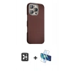 MARSİLYAN™- iPhone 16 Pro Max Kılıf Kozmos Klasik Prime - Siyah 3D Antistatik Cam Ekran Koruyucu + PVD Metal Kamera Lens - SH
