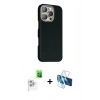 MARSİLYAN™- iPhone 16 Pro Max Kılıf Kozmos Klasik Prime - Siyah 3D Antistatik Cam Ekran Koruyucu + Raze Metal Kamera Lens - BZ