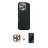 MARSİLYAN™- iPhone 16 Pro Max Kılıf Kozmos Klasik Prime - Siyah 3D Antistatik Hayalet Cam Ekran Koruyucu + Pers Alüminyum Kamera Lens - CLTM