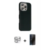 MARSİLYAN™- iPhone 16 Pro Max Kılıf Kozmos Klasik Prime - Siyah 3D Antistatik Hayalet Cam Ekran Koruyucu + Pers Alüminyum Kamera Lens - GS