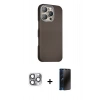 MARSİLYAN™- iPhone 16 Pro Max Kılıf Kozmos Klasik Prime - Siyah 3D Antistatik Hayalet Cam Ekran Koruyucu + Pers Alüminyum Kamera Lens - GI