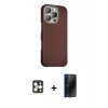 MARSİLYAN™- iPhone 16 Pro Max Kılıf Kozmos Klasik Prime - Siyah 3D Antistatik Hayalet Cam Ekran Koruyucu + PVD Metal Kamera Lens - GD