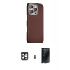 MARSİLYAN™- iPhone 16 Pro Max Kılıf Kozmos Klasik Prime - Siyah 3D Antistatik Hayalet Cam Ekran Koruyucu + PVD Metal Kamera Lens - SH