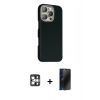MARSİLYAN™- iPhone 16 Pro Max Kılıf Kozmos Klasik Prime - Siyah 3D Antistatik Hayalet Cam Ekran Koruyucu + PVD Metal Kamera Lens - GS