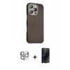 MARSİLYAN™- iPhone 16 Pro Max Kılıf Kozmos Klasik Prime - Siyah 3D Antistatik Hayalet Cam Ekran Koruyucu + Pers Alüminyum Kamera Lens - GS
