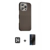 MARSİLYAN™- iPhone 16 Pro Max Kılıf Kozmos Klasik Prime - Siyah 3D Antistatik Hayalet Cam Ekran Koruyucu + PVD Metal Kamera Lens - SH