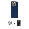 MARSİLYAN™- iPhone 16 Pro Max Kılıf Kozmos Klasik Prime - Siyah 3D Antistatik Hayalet Cam Ekran Koruyucu + Pers Alüminyum Kamera Lens - GS