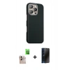 MARSİLYAN™- iPhone 16 Pro Max Kılıf Kozmos Klasik Prime - Siyah 3D Antistatik Hayalet Cam Ekran Koruyucu + Raze Metal Kamera Lens - NLGY