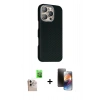 MARSİLYAN™- iPhone 16 Pro Max Kılıf Kozmos Klasik Prime - Siyah 3D Antistatik Mat Seramik Nano Ekran Koruyucu + Raze Metal Kamera Lens - NLGY