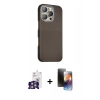 MARSİLYAN™- iPhone 16 Pro Max Kılıf Kozmos Klasik Prime - Siyah 3D Antistatik Mat Seramik Nano Ekran Koruyucu + Gümüş Bilvis Titan Kamera Lens