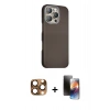 MARSİLYAN™- iPhone 16 Pro Max Kılıf Kozmos Klasik Prime - Siyah 3D Antistatik Mat Seramik Nano Ekran Koruyucu + Pers Alüminyum Kamera Lens - CLTM