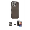 MARSİLYAN™- iPhone 16 Pro Max Kılıf Kozmos Klasik Prime - Siyah 3D Antistatik Mat Seramik Nano Ekran Koruyucu + Gold PVD Metal Kamera Lens