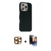 MARSİLYAN™- iPhone 16 Pro Max Kılıf Kozmos Klasik Prime - Siyah 3D Antistatik Mat Seramik Nano Ekran Koruyucu + Pers Alüminyum Kamera Lens - CLTM