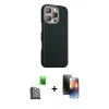 MARSİLYAN™- iPhone 16 Pro Max Kılıf Kozmos Klasik Prime - Siyah 3D Antistatik Mat Seramik Nano Ekran Koruyucu + Raze Metal Kamera Lens - SH