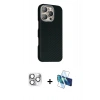 MARSİLYAN™- iPhone 16 Pro Max Kılıf Kozmos Klasik Prime - Siyah 3D Antistatik Seramik Nano Ekran Koruyucu + Pers Alüminyum Kamera Lens - GS