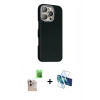 MARSİLYAN™- iPhone 16 Pro Max Kılıf Kozmos Klasik Prime - Siyah 3D Antistatik Seramik Nano Ekran Koruyucu + Raze Metal Kamera Lens - NLGY