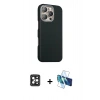 MARSİLYAN™- iPhone 16 Pro Max Kılıf Kozmos Klasik Prime - Siyah 3D Antistatik Seramik Nano Ekran Koruyucu + PVD Metal Kamera Lens - SH