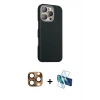 MARSİLYAN™- iPhone 16 Pro Max Kılıf Kozmos Klasik Prime - Siyah 3D Antistatik Seramik Nano Ekran Koruyucu + Pers Alüminyum Kamera Lens - CLTM