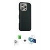 MARSİLYAN™- iPhone 16 Pro Max Kılıf Kozmos Klasik Prime - Siyah 3D Antistatik Seramik Nano Ekran Koruyucu + Raze Metal Kamera Lens - BZ