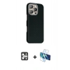 MARSİLYAN™- iPhone 16 Pro Max Kılıf Kozmos Klasik Prime - Siyah 3D Antistatik Seramik Nano Ekran Koruyucu + PVD Metal Kamera Lens - GS