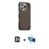 MARSİLYAN™- iPhone 16 Pro Max Kılıf Kozmos Klasik Prime - Siyah 3D Antistatik Seramik Nano Ekran Koruyucu + PVD Metal Kamera Lens - SH