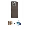 MARSİLYAN™- iPhone 16 Pro Max Kılıf Kozmos Klasik Prime - Siyah 3D Antistatik Seramik Nano Ekran Koruyucu + Pers Alüminyum Kamera Lens - CLTM