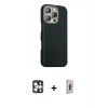 MARSİLYAN™- iPhone 16 Pro Max Kılıf Kozmos Klasik Prime - Siyah Bilvis 3D Cam Ekran Koruyucu + PVD Metal Kamera Lens - GS