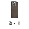 MARSİLYAN™- iPhone 16 Pro Max Kılıf Kozmos Klasik Prime - Siyah Bilvis 3D Cam Ekran Koruyucu + PVD Metal Kamera Lens - GS