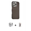 MARSİLYAN™- iPhone 16 Pro Max Kılıf Kozmos Klasik Prime - Siyah Bilvis 3D Cam Ekran Koruyucu + Pers Alüminyum Kamera Lens - GS