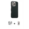 MARSİLYAN™- iPhone 16 Pro Max Kılıf Kozmos Klasik Prime - Siyah Bilvis 3D Cam Ekran Koruyucu + Pers Alüminyum Kamera Lens - GS