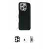 MARSİLYAN™- iPhone 16 Pro Max Kılıf Kozmos Klasik Prime - Siyah Bilvis 3D Cam Ekran Koruyucu + PVD Metal Kamera Lens - GD