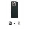 MARSİLYAN™- iPhone 16 Pro Max Kılıf Kozmos Klasik Prime - Siyah Bilvis 3D Cam Ekran Koruyucu + PVD Metal Kamera Lens - SH
