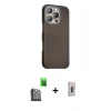 MARSİLYAN™- iPhone 16 Pro Max Kılıf Kozmos Klasik Prime - Siyah Bilvis 3D Cam Ekran Koruyucu + Raze Metal Kamera Lens - SH