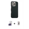 MARSİLYAN™- iPhone 16 Pro Max Kılıf Kozmos Klasik Prime - Siyah Bilvis 3D Cam Ekran Koruyucu + Titanyum Gri Bilvis Titan Kamera Lens