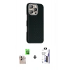 MARSİLYAN™- iPhone 16 Pro Max Kılıf Kozmos Klasik Prime - Siyah Bilvis 3X AR Hayalet Cam Ekran Koruyucu + Raze Metal Kamera Lens - NLGY