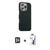 MARSİLYAN™- iPhone 16 Pro Max Kılıf Kozmos Klasik Prime - Siyah Bilvis 3X AR Hayalet Cam Ekran Koruyucu + PVD Metal Kamera Lens - SH