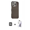 MARSİLYAN™- iPhone 16 Pro Max Kılıf Kozmos Klasik Prime - Siyah Bilvis 3X AR Hayalet Cam Ekran Koruyucu + PVD Metal Kamera Lens - SH