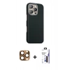 MARSİLYAN™- iPhone 16 Pro Max Kılıf Kozmos Klasik Prime - Siyah Bilvis 3X AR Hayalet Cam Ekran Koruyucu + Pers Alüminyum Kamera Lens - CLTM