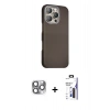 MARSİLYAN™- iPhone 16 Pro Max Kılıf Kozmos Klasik Prime - Siyah Bilvis 3X AR Hayalet Cam Ekran Koruyucu + Pers Alüminyum Kamera Lens - GI