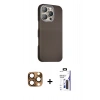 MARSİLYAN™- iPhone 16 Pro Max Kılıf Kozmos Klasik Prime - Siyah Bilvis 3X AR Hayalet Cam Ekran Koruyucu + Pers Alüminyum Kamera Lens - CLTM