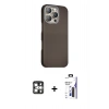 MARSİLYAN™- iPhone 16 Pro Max Kılıf Kozmos Klasik Prime - Siyah Bilvis 3X AR Hayalet Cam Ekran Koruyucu + PVD Metal Kamera Lens - GS