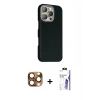 MARSİLYAN™- iPhone 16 Pro Max Kılıf Kozmos Klasik Prime - Siyah Bilvis 3X AR HD Cam Ekran Koruyucu + Pers Alüminyum Kamera Lens - CLTM