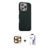 MARSİLYAN™- iPhone 16 Pro Max Kılıf Kozmos Klasik Prime - Siyah Bilvis 3X AR HD Cam Ekran Koruyucu + Pers Alüminyum Kamera Lens - CLTM