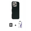 MARSİLYAN™- iPhone 16 Pro Max Kılıf Kozmos Klasik Prime - Siyah Bilvis 3X AR HD Cam Ekran Koruyucu + PVD Metal Kamera Lens - SH