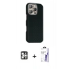 MARSİLYAN™- iPhone 16 Pro Max Kılıf Kozmos Klasik Prime - Siyah Bilvis 3X AR HD Cam Ekran Koruyucu + PVD Metal Kamera Lens - GS