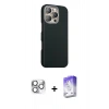 MARSİLYAN™- iPhone 16 Pro Max Kılıf Kozmos Klasik Prime - Siyah Bilvis 5in1 3D Magic Cam Ekran Koruyucu + Pers Alüminyum Kamera Lens - GS